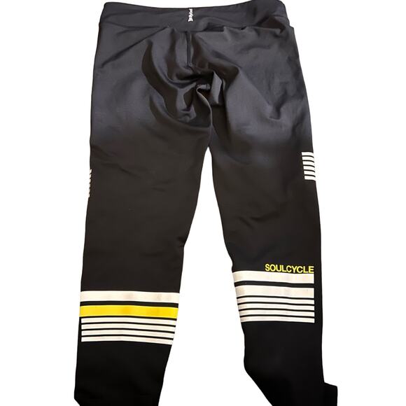 Lilybod x Soul Cycle Yellow and White Stripe Black Leggings, Size Large - Picture 1 of 5